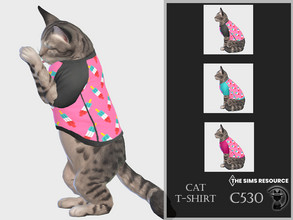 Sims 4 — Cat T-shirt C530 by turksimmer — 3 Swatches Compatible with HQ mod Works with all of skins Custom Thumbnail All