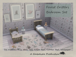 Sims 4 — Forest Critters Bedroom by Garbelishe — Forest Critters Bedroom Includes: Rug, Wall Art, Toddler Bed, Single