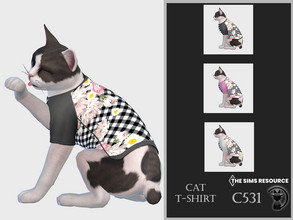 Sims 4 — Cat T-shirt C531 by turksimmer — 3 Swatches Compatible with HQ mod Works with all of skins Custom Thumbnail All