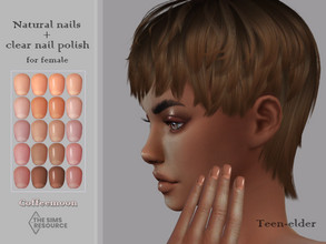 Sims 4 — Natural nails for female(short matte and glossy)(Teen-elder) by coffeemoon — Uncoated and coated with glossy