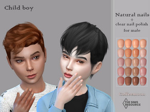 Sims 4 — Natural nails for male (short matte and glossy) (Child) by coffeemoon — Uncoated and coated with glossy nail