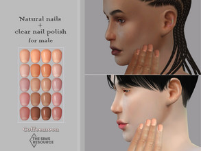 Sims 4 — Natural nails for male (short matte and glossy) (Teen-elder) by coffeemoon — Uncoated and coated with glossy