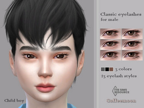 Sims 4 — Classic eyelashes for male 3D (Child) by coffeemoon — Glasses category 3 colors: black, dark gray, light brown