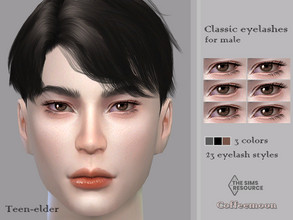 Sims 4 — Classic eyelashes for male 3D (Teen-elder) by coffeemoon — Glasses category 3 colors: black, dark gray, light