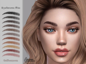 Sims 4 — Eyebrows N20 by coffeemoon — 23 color options: black, brown, blonde, platinum, gray, burgund, orange, red, pink,