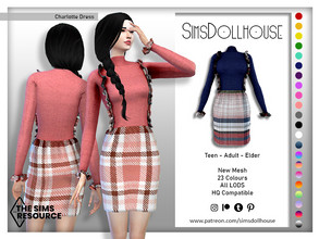Sims 4 — Charlotte Dress by SimsDollhouse — Long sleeve dress with frills for Autumn. Available in 9 swatches with