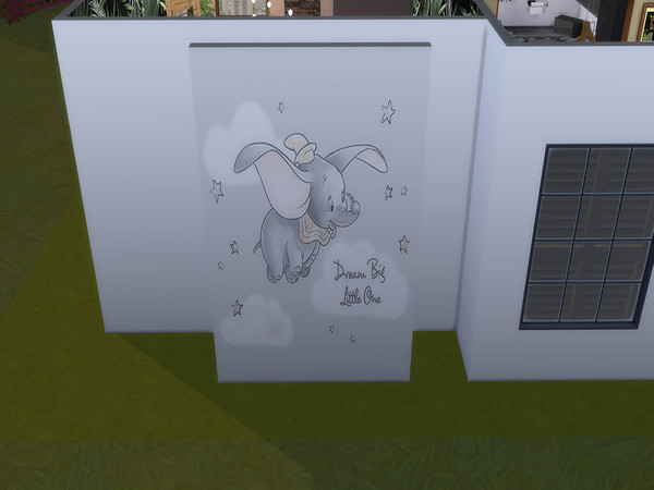 Sims 4 — dream big little one wall mural by Ninkerbell19 — dumbo wall mural in 3 sizes 3 tiles