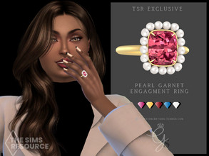 Sims 4 — Pearl Garnet Engagement Ring by Glitterberryfly — A beautiful pink engagement ring with a pearl border.