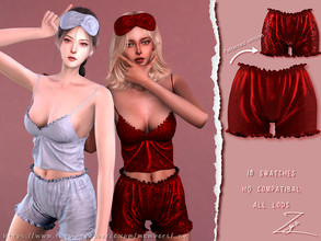 Sims 4 — Velvet Pajamas set(Panties) by _zy — 18 colors All lods HQ compatible hope you will like it~