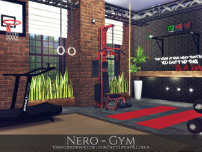 Sims 4 — Nero - Gym - TSR CC Only by Rirann — Nero gym is an industrial loft style room in black, brown colors and red