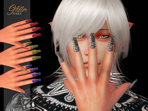 Sims 4 — Glitter Nails (Male) by Suzue — -New Mesh (Suzue) -15 Swatches -For Male (Teen to Elder) -Ring Category -HQ