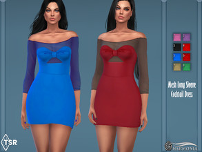 Sims 4 — Mesh Sleeves Bardot Dress by Harmonia — Mesh by Harmonia 9 Swatches Please do not use my textures. Please do not