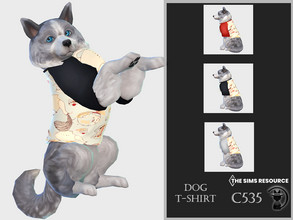 Sims 4 — Dog T-shirt C535 by turksimmer — 3 Swatches Compatible with HQ mod Works with all of skins Custom Thumbnail All