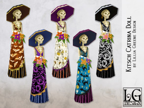 Sims 4 — Kitsch Catrina Doll by LilliaGreene — The Catrina doll with a little more flair in a tabletop size.