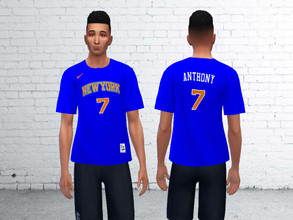 Sims 4 — New York Knicks Carmelo Anthony 7 T-shirt by AeroJay — - New York Knicks Carmelo Anthony 7 T-shirt - 1 Color -