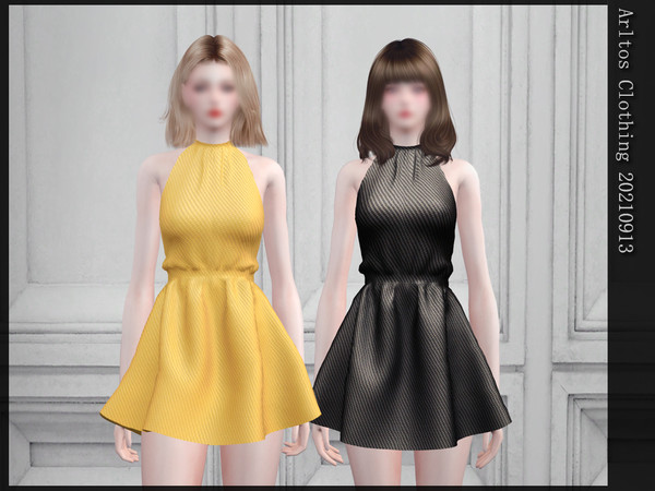 Sims 4 — Leather striped skirt / 20210913 by Arltos — 15 colors. HQ compatible