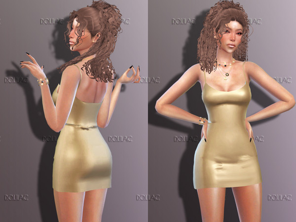 Sims 4 — Satin Mini Dress DO196 by DOLilac — Satin mini dress for evening and night. Custom thumbnail New Mesh 12 Colors