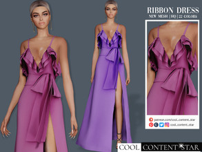 Sims 4 — Ribbon Dress (patreon) by sims2fanbg — .:Ribbon Dress:. Dress in 22 different colors and new mesh. HQ