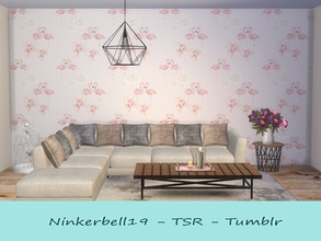 Sims 4 — when nature calls wallpaper by Ninkerbell19 — pink nature style wallpaper 3 sizes 2 swatches