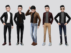 Sims 4 — Pontius Leather Jacket Boys by McLayneSims — TSR EXCLUSIVE Standalone item 9 Swatches MESH by Me NO RECOLORING