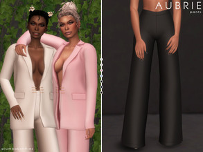 Sims 4 — AUBRIE | pants by Plumbobs_n_Fries — Wide Leg High Waisted Suit Pants New Mesh HQ Texture Female | Teen - Elders