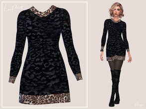 Sims 4 — LeoPrint by Paogae — Short dress with velvet effect, leopard print on the dress and on the edges. Standalone