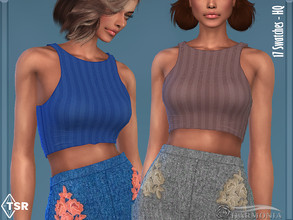 Sims 4 — Petite Cropped Racer Knit Tank by Harmonia — New mesh / All Lods 17 Swatches Please do not use my textures.