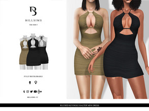 Sims 3 — Ruched Keyhole Halter Mini Dress by Bill_Sims — This mini dress features a cut-out keyhole front with ultra-thin