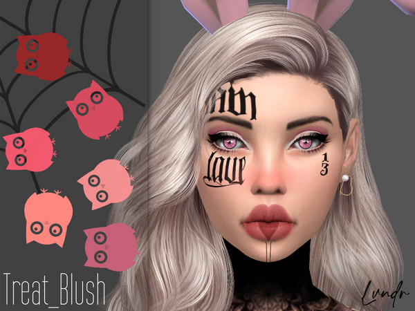 Sims 4 — Treat_Blush by LVNDRCC — Halloween spooky blush in warm and cold shades of pink, red and peach. Befitting for