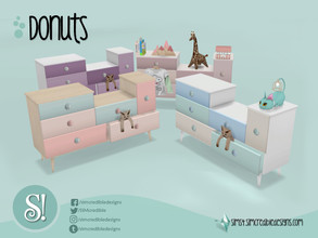 Sims 4 — Donuts dresser by SIMcredible! — by SIMcredibledesigns.com available at TSR 4 colors variations