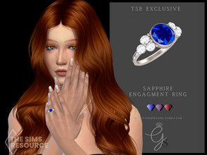 Sims 4 — Sapphire Engagement Ring by Glitterberryfly — Sapphire engagement ring with small diamonds. 