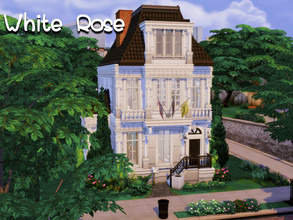 Sims 4 — White Rose- No CC by GenkaiHaretsu — White townhouse.