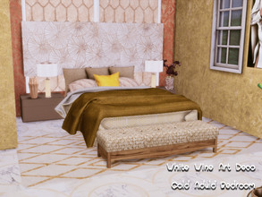 Sims 4 — White Wine Art Deco Gold Bedroom- Only TSR CC by GenkaiHaretsu — Art deco Gold Bedroom for White Wine Shell.