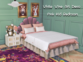 Sims 4 — White Wine Art Deco Pink Kid Room- Only TSR CC by GenkaiHaretsu — Art deco Pink Kid Room for White Wine Shell.