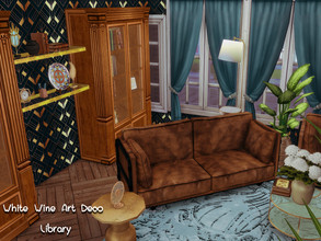 Sims 4 — White Wine Art Deco Library- Only TSR CC by GenkaiHaretsu — Art deco Library for White Wine Shell.