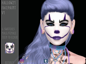 Sims 4 — Hallow21 Facepaint V1 by Reevaly — 6 Swatches. Teen to Elder. Male and Female. Works with all Skins and