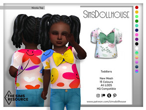 Sims 4 — Nicole Top by SimsDollhouse — Cute top for Sims 4 toddlers with a big bow on the front and puffy sleeves,