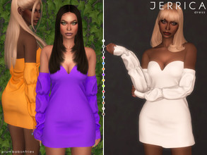 Sims 4 — JERRICA | dress by Plumbobs_n_Fries — Detached Sleeve, Mini Dress New Mesh HQ Texture Female | Teen - Elders Hot