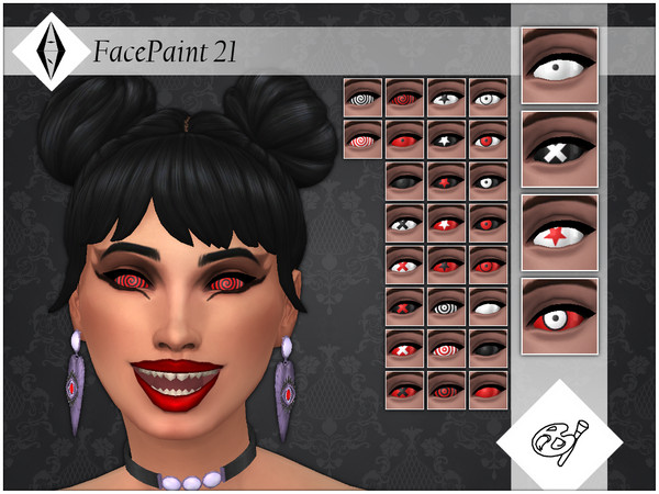 Sims 4 — FacePaint 21 by AleNikSimmer — Classic Halloween contact lenses. They come in 30 designs with all the makeup