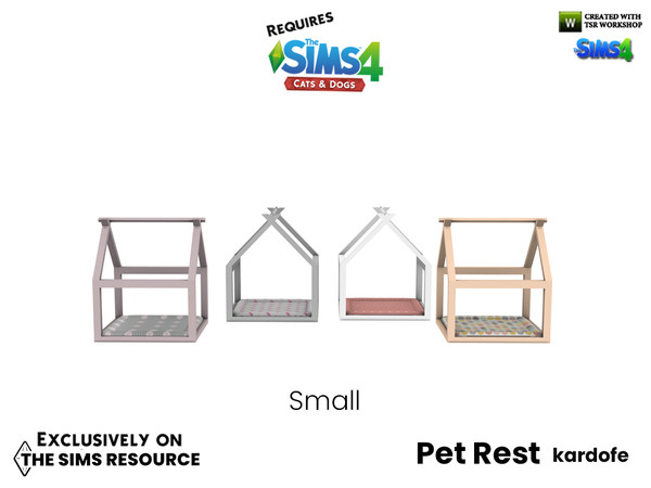 Sims 4 — Pet rest_Bed 2 Small by kardofe — Bed, for small pets, nordic style, in the shape of a house, in four colour