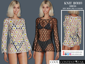 Sims 4 — Boho Knit Dress *Accesory Category* (patreon) by sims2fanbg — .:Boho Knit Dress:. Dress in 16 colors and