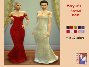 Sims 4 — ws Formal Marylin Dress B - RC by watersim44 — Inspired of the Marylin's look retro- vintage style. This is a