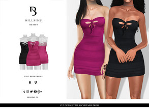 Sims 3 — Cut Out Bust Tie Ruched Mini Dress by Bill_Sims — This mini dress features front cut-outs and bust ties for a