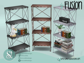 Sims 4 — Fusion Bookcase by SIMcredible! — by SIMcredibledesigns.com available at TSR 3 colors variations