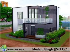 Sims 4 — Modern Single ||NO CC || by Bozena — The house is located in the Coast of whiskers . Brindleton Bay. A modern