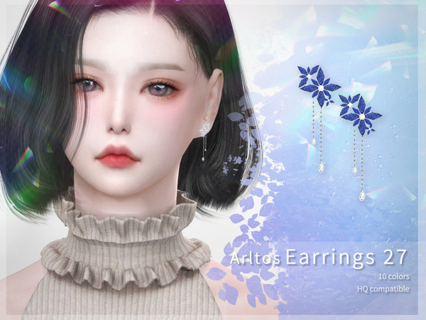 Sims 4 — Flower earrings 2 /27 by Arltos — 10 colors. HQ compatible