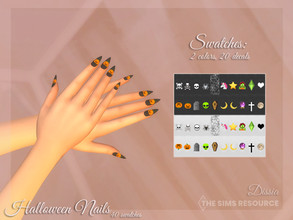 Sims 4 — Halloween Nails by Dissia — Long almond shape (or stilleto) nails in black or white colors and many different