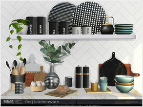 Sims 4 — Berj kitchenware by Severinka_ — Scandinavian-style kitchen / dining room decor set The set includes 16 items: -