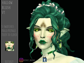 Sims 4 — Hallow Blush V1 by Reevaly — 5 Swatches. Teen to Elder. Male and Female. Works with all Skins and Overlays. Base
