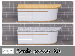 Sims 4 — Nordic counter-isle by so87g — 2 colors, cost 140$ you can find it in surfaces - counter. Base game compatible.